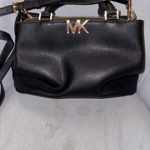 Michael Kors Black Shoulder Bag with Gold Accents